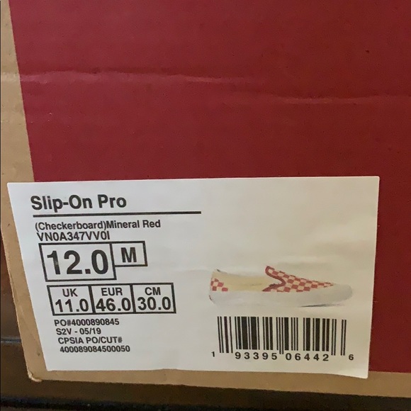 Vans Slip On Skate Shoes  Checkerboard Mineral Red - Picture 9 of 9